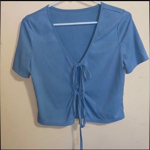 ROMWE Blue Crop Top